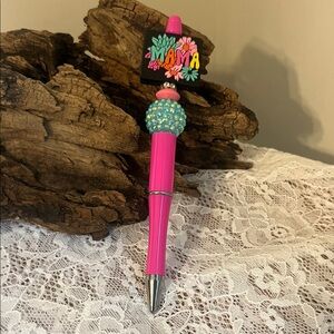 Pink Beaded 'Mama' Pen
